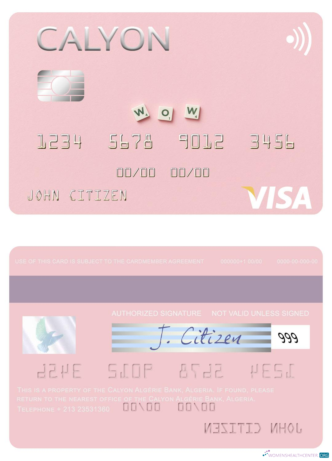 Download Algeria Calyon Algérie Bank visa card Photoshop template